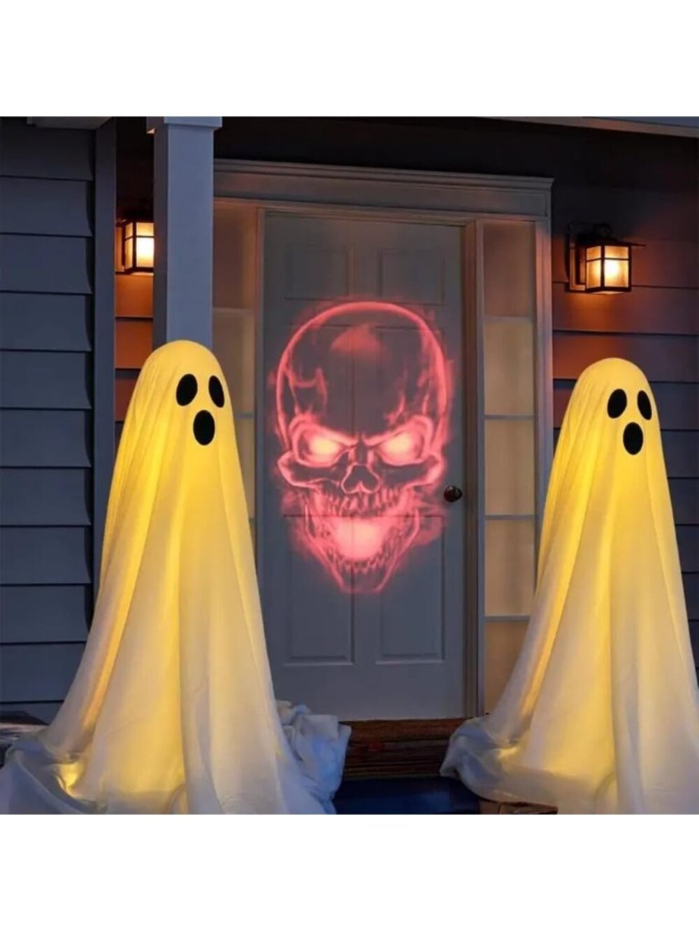 Outdoor Light Up Spooky Ghost Decor 2 Pack - Adjustable Height Garden Statue